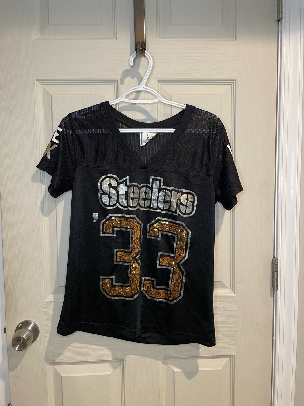 Victoria's Secret Black and Gold Steelers Sequin Number 33 Jersey Top